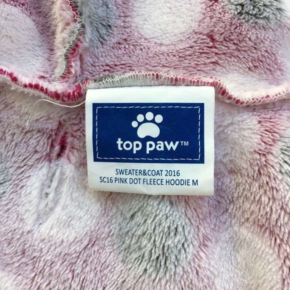 Top Paw Pink Dot Fleece Dog Hoodie Sweater - Picture 5 of 6